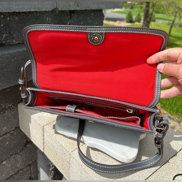 Dooney & Bourke Casey Saffiano Leather Denim Shoulder Purse Like New - Picture 5 of 13